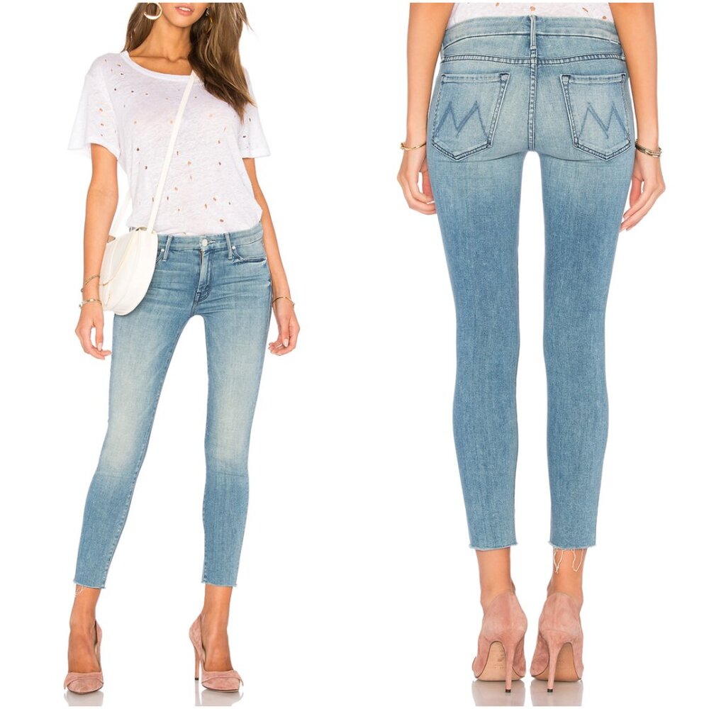 NWT Mother Denim Looker Ankle Fray Stretch Skinny Jeans When Sparks Fly Size 24